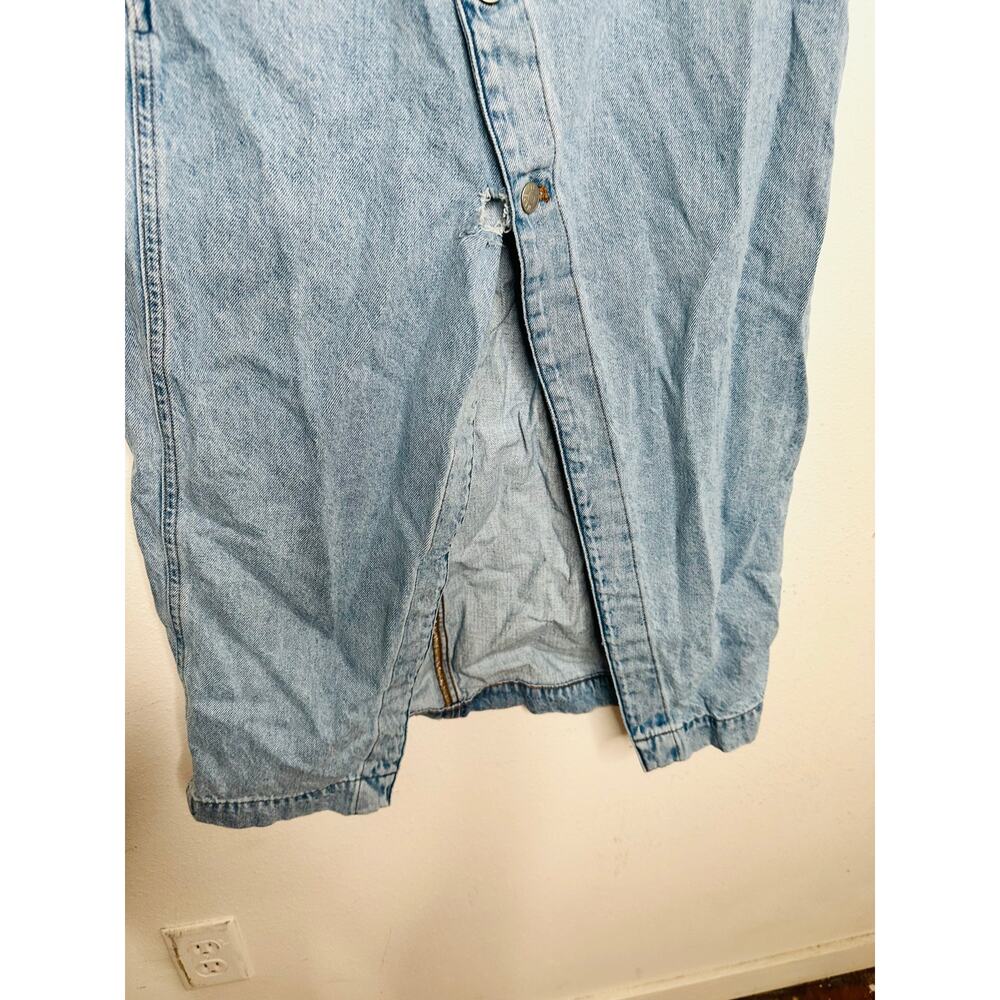 MADEWELL Light Blue Denim 100% Cotton Button Front Slit Wrap Midi Skirt Size 29 - Picture 7 of 12